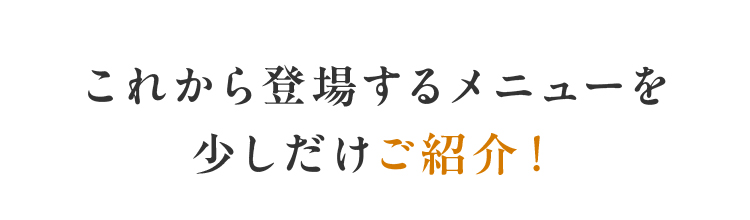 これから登場するメニューを少しだけ紹介!